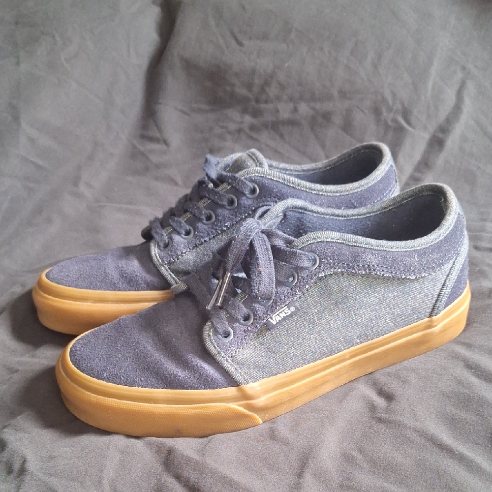 Vans Men's Denim Blue Sneakers with Tan Sole